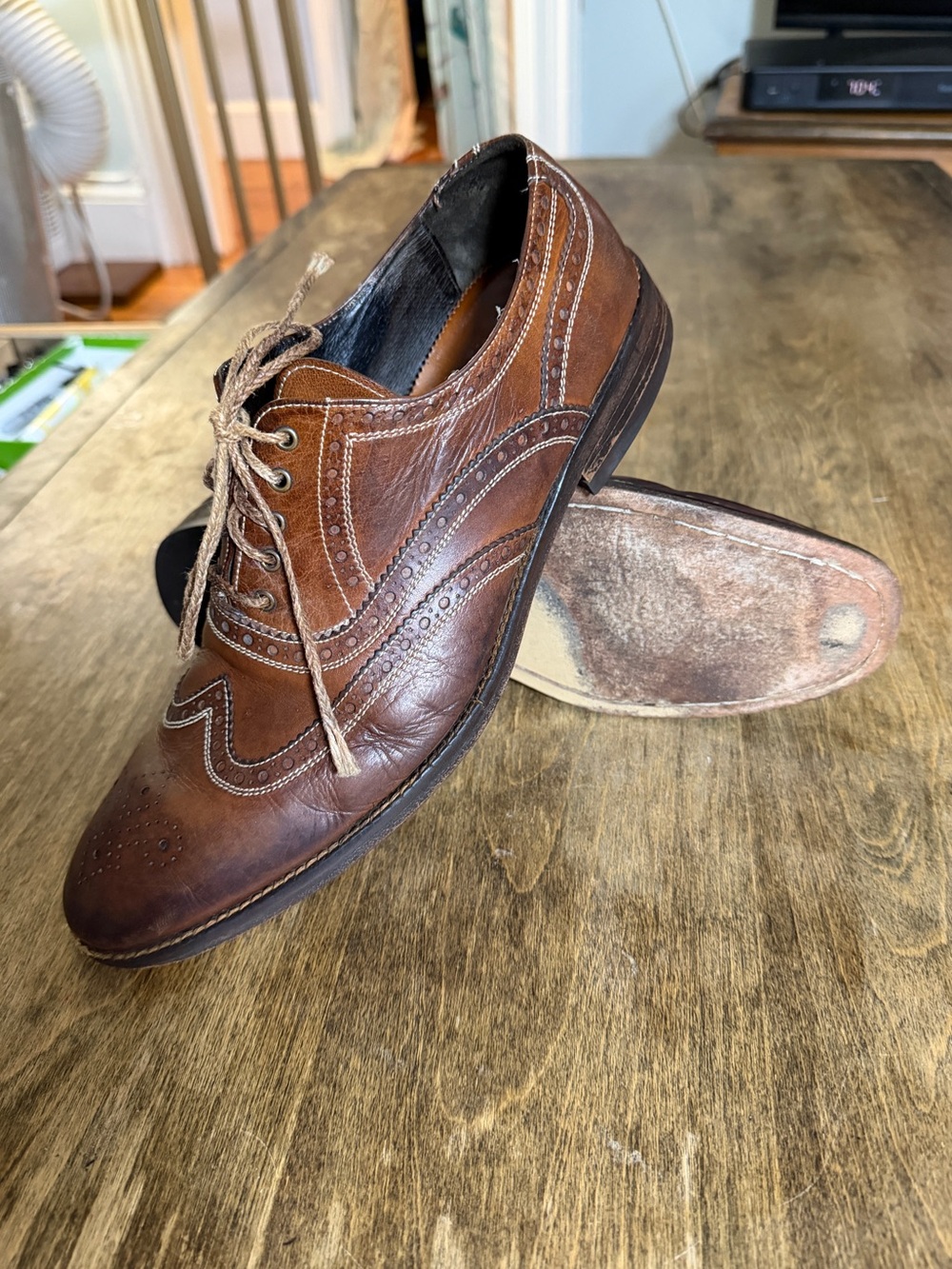 Johnston & Murphy 1850 Made in Italy Wingtip Oxford Brown Leather 10.5